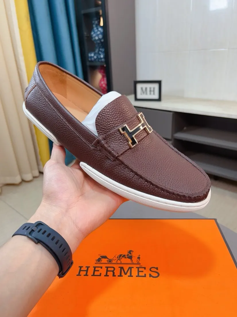 Men's shoes 💰458🌹🌹Niuli "HERMES" Hermès business leather shoes, original factory configuration, original imported cowhide upper + luxury hardware logo + fully imported original customized cowhide lining, sole: rubber wear-resistant outsole, difficult craftsmanship, original factory follow-up goods, 🔍🔍high quality code number: 38-44 45 can be customized